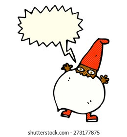 cartoon tiny santa with speech bubble