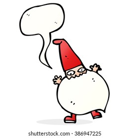 cartoon tiny santa with speech bubble
