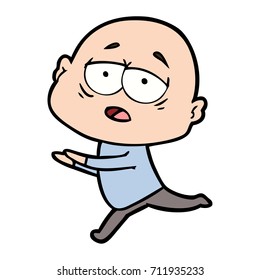 cartoon tired bald man