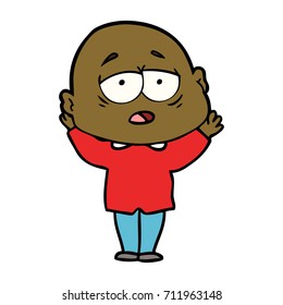 cartoon tired bald man