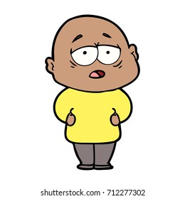 cartoon tired bald man