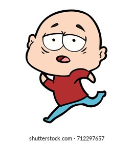 cartoon tired bald man