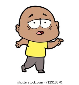 cartoon tired bald man