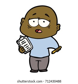 cartoon tired bald man
