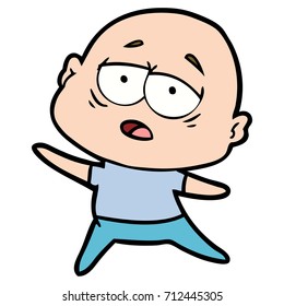 cartoon tired bald man