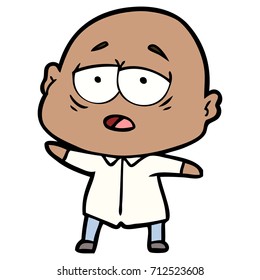 cartoon tired bald man