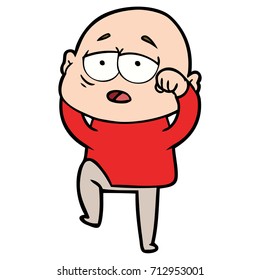 cartoon tired bald man