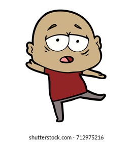 cartoon tired bald man