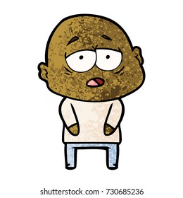 cartoon tired bald man