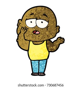 cartoon tired bald man