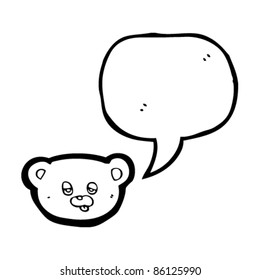 caricatura de oso cansado cara con gran burbuja de habla