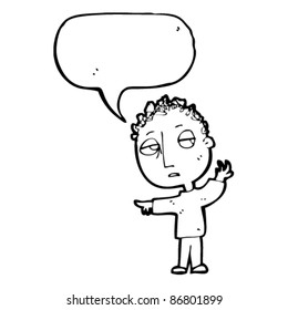caricatura niño cansado llamando a otros a seguir