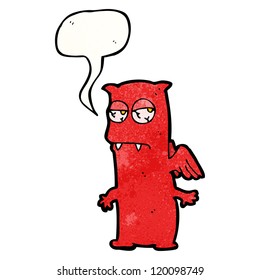 cartoon tired little devil with speech bubble