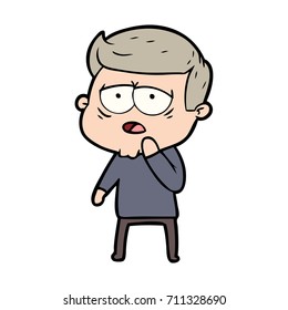 cartoon tired man