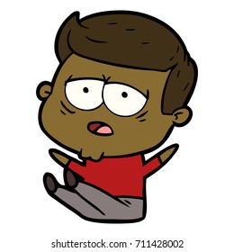 cartoon tired man