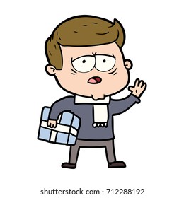 cartoon tired man