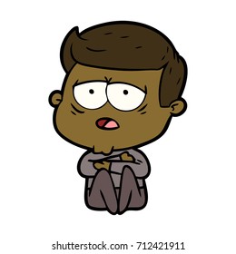 cartoon tired man