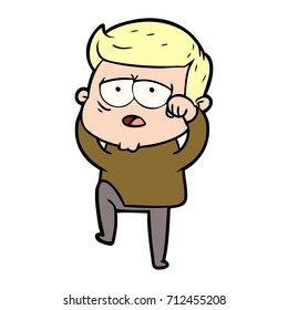 cartoon tired man