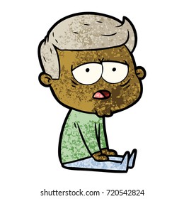 cartoon tired man