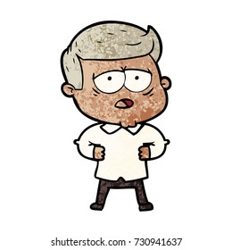 cartoon tired man