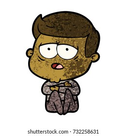 cartoon tired man