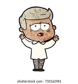 cartoon tired man
