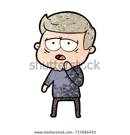 cartoon tired man