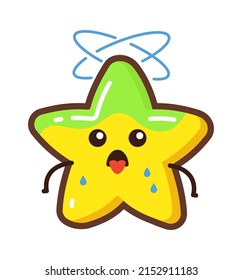 Cartoon tired star character. Vector illustration