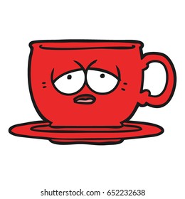 taza de té cansada de dibujos animados