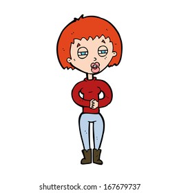 cartoon tired woman