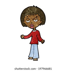 cartoon tired woman