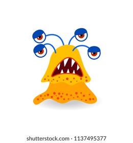 Cartoon tired yellow four-eyed monster 