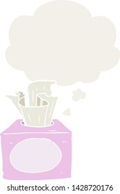 tejidos de dibujos animados con burbuja de pensamiento en estilo retro