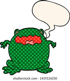 cartoon toad with speech bubble in comic book style