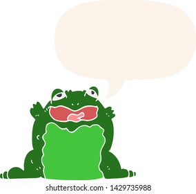 cartoon toad with speech bubble in retro style