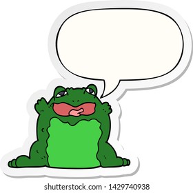 sapo de caricatura con pegatina de burbuja de habla