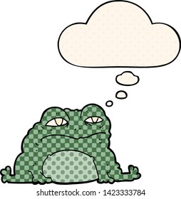 cartoon toad with thought bubble in comic book style