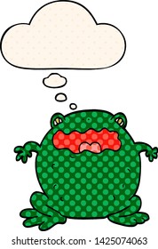 cartoon toad with thought bubble in comic book style