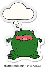 cartoon toad with thought bubble as a printed sticker