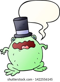 cartoon toad wearing top hat with speech bubble in smooth gradient style