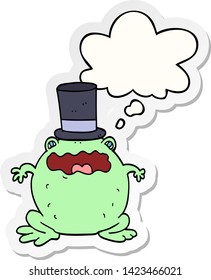 cartoon toad wearing top hat with thought bubble as a printed sticker