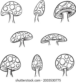 Cartoon Toadstool and Mushroom Illustration Vector Collection