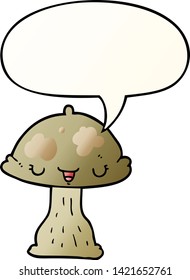 taburete de dibujos animados con burbuja de voz en un estilo de gradiente suave