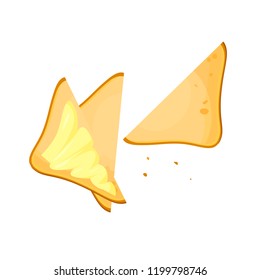 Cartoon Toast Bread Slice With Butter. Sandwich. Bread toast. Vector Illustration Isolated On White Background