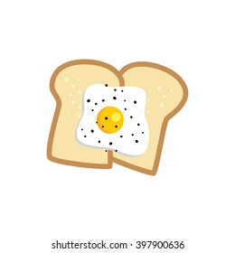 Cartoon Toast Fried Egg Breakfast Illustration Stock Vector (Royalty ...