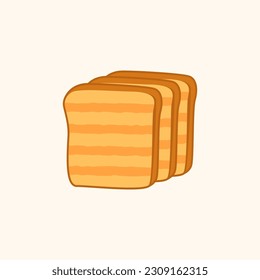Cartoon toasts fresh toasted whole grain wheat bread slices with butter illustration