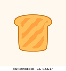 Cartoon toasts fresh toasted whole grain wheat bread slices with butter illustration