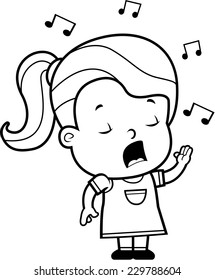 Cartoon Toddler Girl Singing Song Stock Vector (Royalty Free) 229793809