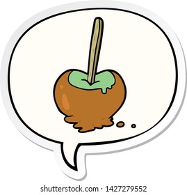 cartoon toffee apple with speech bubble sticker