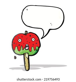 Karikaturapfel mit Sprachblase
